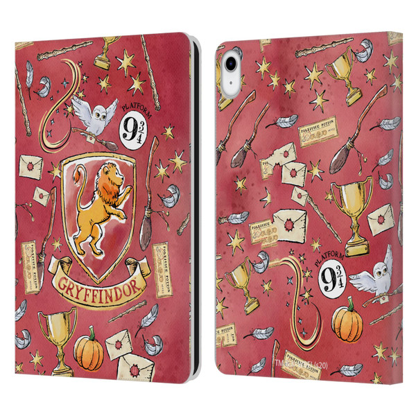 Harry Potter Deathly Hallows XIII Gryffindor Pattern Leather Book Wallet Case Cover For Apple iPad 10.9 (2022)