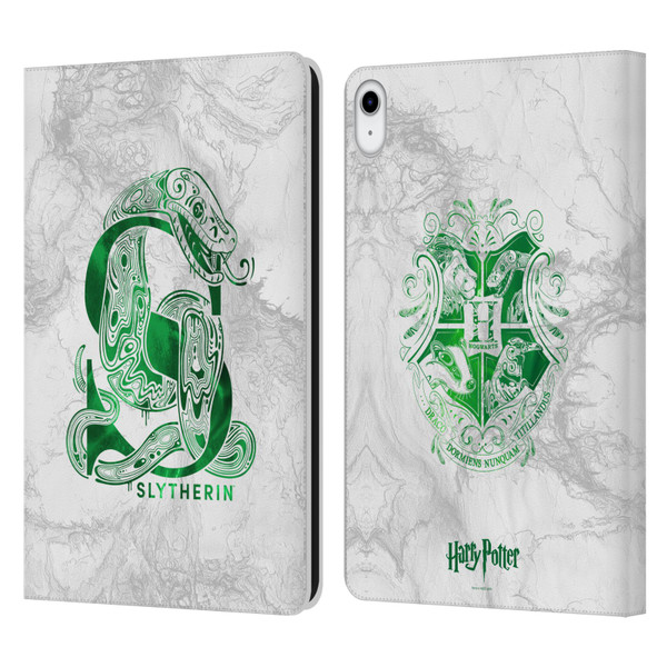 Harry Potter Deathly Hallows IX Slytherin Aguamenti Leather Book Wallet Case Cover For Apple iPad 10.9 (2022)