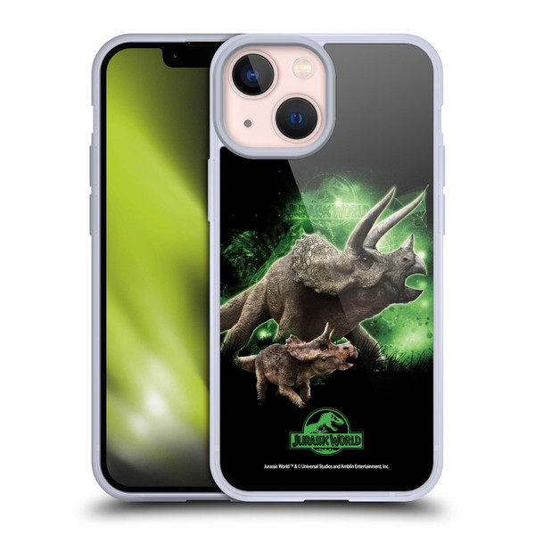 Jurassic World Key Art Triceratops Soft Gel Case for Apple iPhone 13 Mini