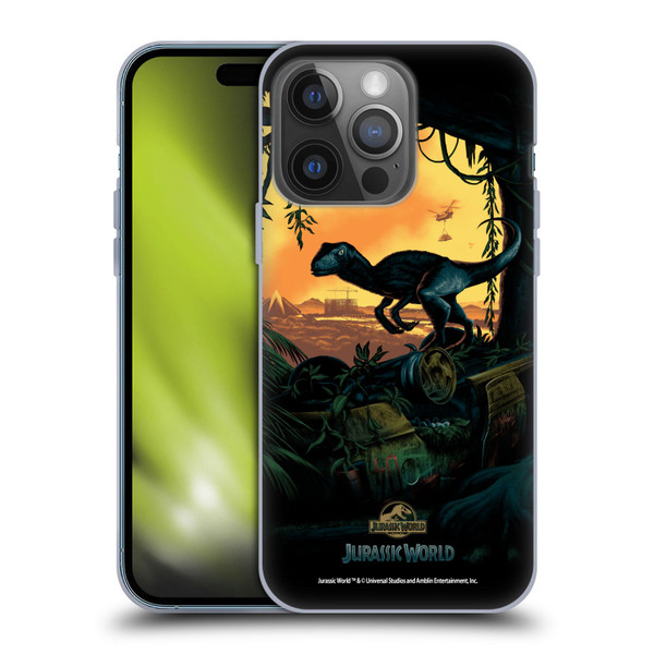 Jurassic World Key Art Blue Velociraptor Soft Gel Case for Apple iPhone 14 Pro