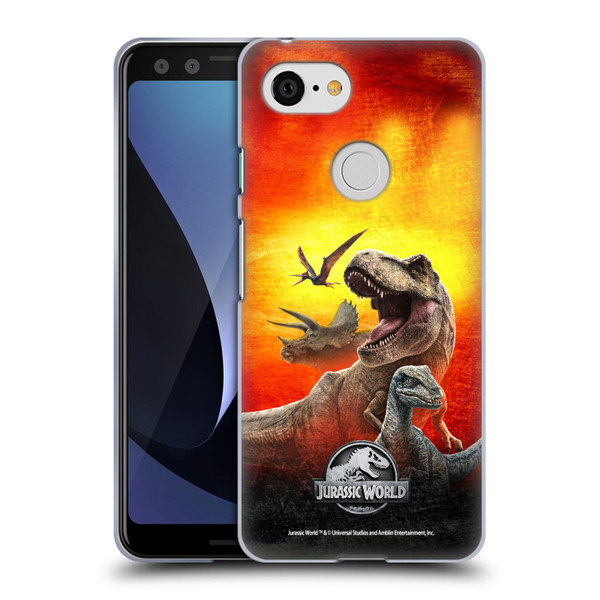 Jurassic World Key Art Dinosaurs Soft Gel Case for Google Pixel 3