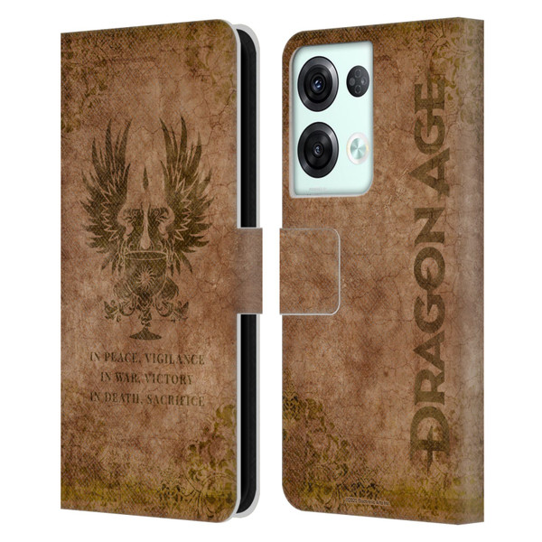 EA Bioware Dragon Age Heraldry Grey Wardens Distressed Leather Book Wallet Case Cover For OPPO Reno8 Pro