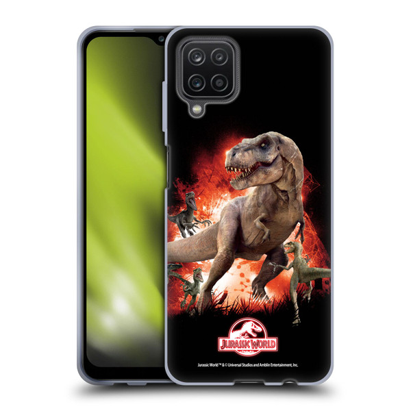 Jurassic World Key Art T-Rex VS. Velociraptors Soft Gel Case for Samsung Galaxy A12 (2020)