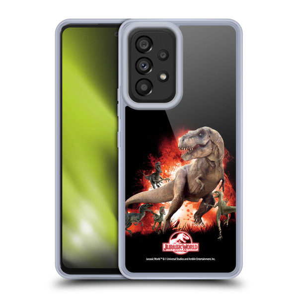 Jurassic World Key Art T-Rex VS. Velociraptors Soft Gel Case for Samsung Galaxy A53 5G (2022)