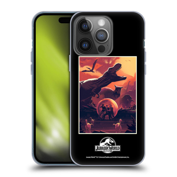 Jurassic World Vector Art Volcano Escape Soft Gel Case for Apple iPhone 14 Pro