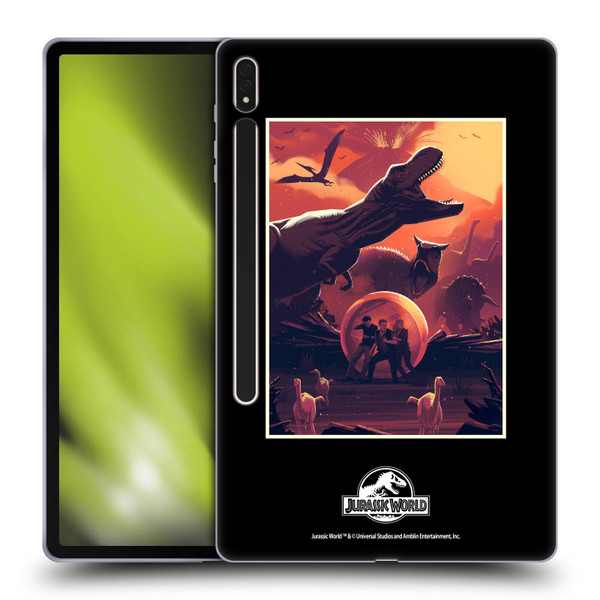 Jurassic World Vector Art Volcano Escape Soft Gel Case for Samsung Galaxy Tab S8 Plus