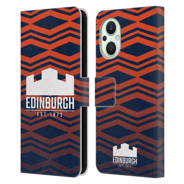Edinburgh Rugby Graphics Pattern Gradient Leather Book Wallet Case Cover For OPPO Reno8 Lite