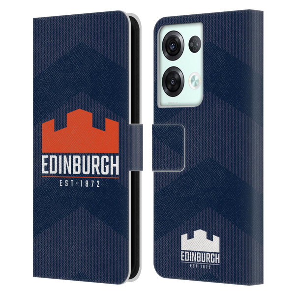 Edinburgh Rugby Graphics Lines Leather Book Wallet Case Cover For OPPO Reno8 Pro