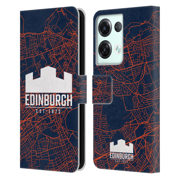 Edinburgh Rugby Graphics Map Leather Book Wallet Case Cover For OPPO Reno8 Pro