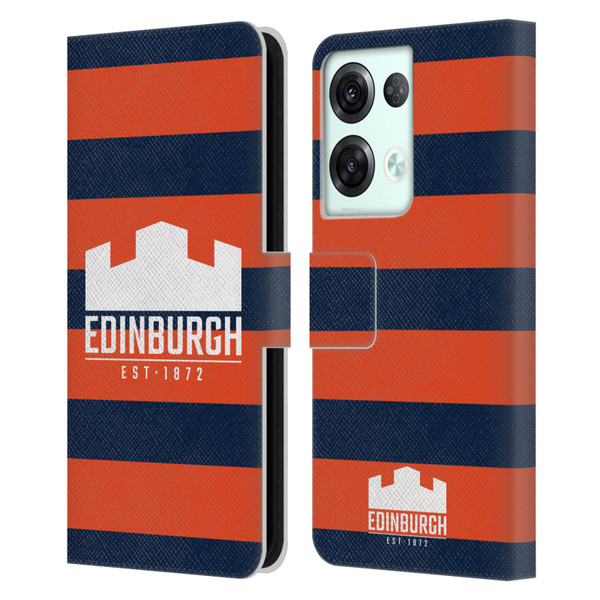 Edinburgh Rugby Graphics Stripes Leather Book Wallet Case Cover For OPPO Reno8 Pro