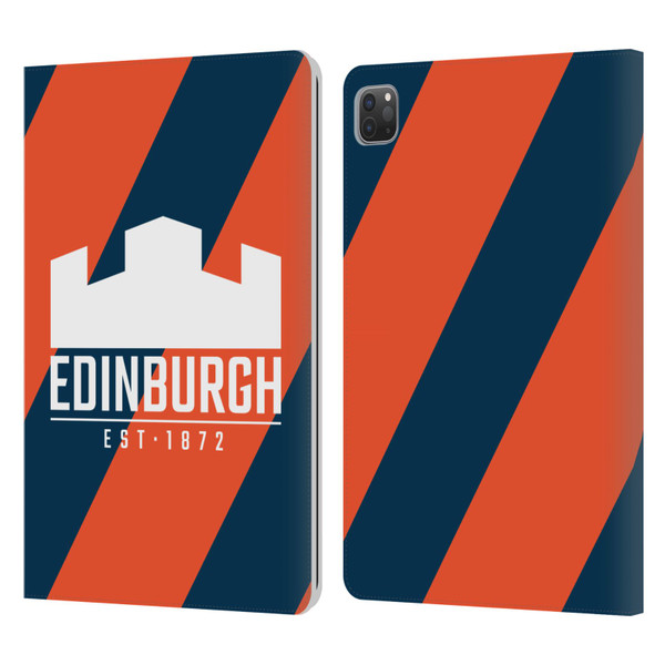 Edinburgh Rugby Logo Art Diagonal Stripes Leather Book Wallet Case Cover For Apple iPad Pro 11 2020 / 2021 / 2022