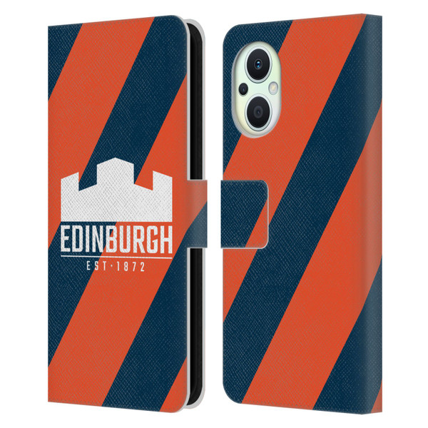 Edinburgh Rugby Logo Art Diagonal Stripes Leather Book Wallet Case Cover For OPPO Reno8 Lite