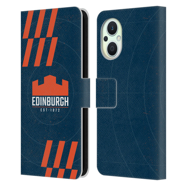 Edinburgh Rugby Logo Art Navy Blue Leather Book Wallet Case Cover For OPPO Reno8 Lite