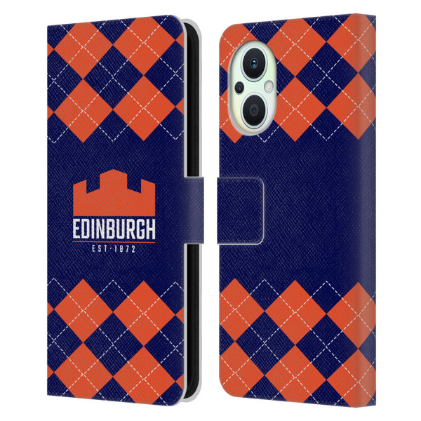 Edinburgh Rugby Logo 2 Argyle Leather Book Wallet Case Cover For OPPO Reno8 Lite