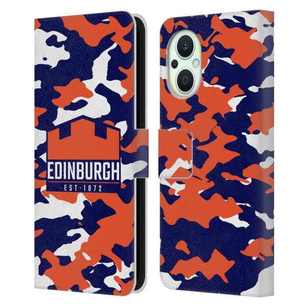Edinburgh Rugby Logo 2 Camouflage Leather Book Wallet Case Cover For OPPO Reno8 Lite