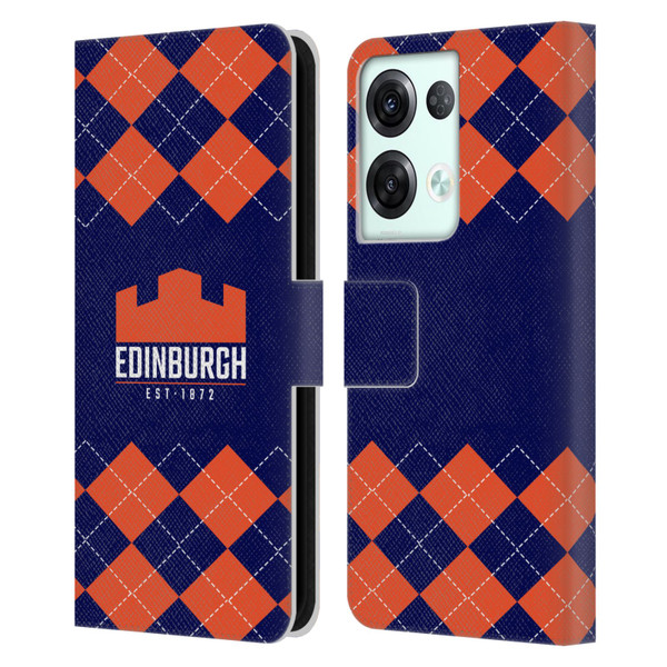 Edinburgh Rugby Logo 2 Argyle Leather Book Wallet Case Cover For OPPO Reno8 Pro