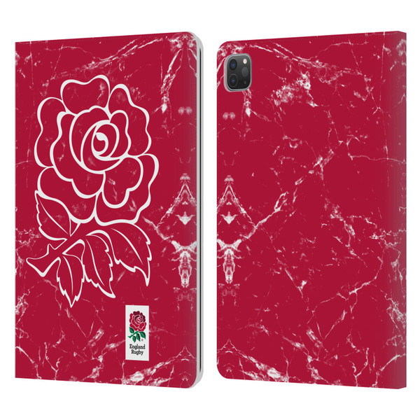 England Rugby Union Marble Red Leather Book Wallet Case Cover For Apple iPad Pro 11 2020 / 2021 / 2022