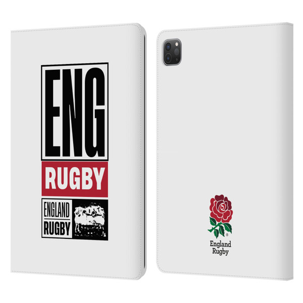 England Rugby Union RED ROSE Eng Rugby Logo Leather Book Wallet Case Cover For Apple iPad Pro 11 2020 / 2021 / 2022