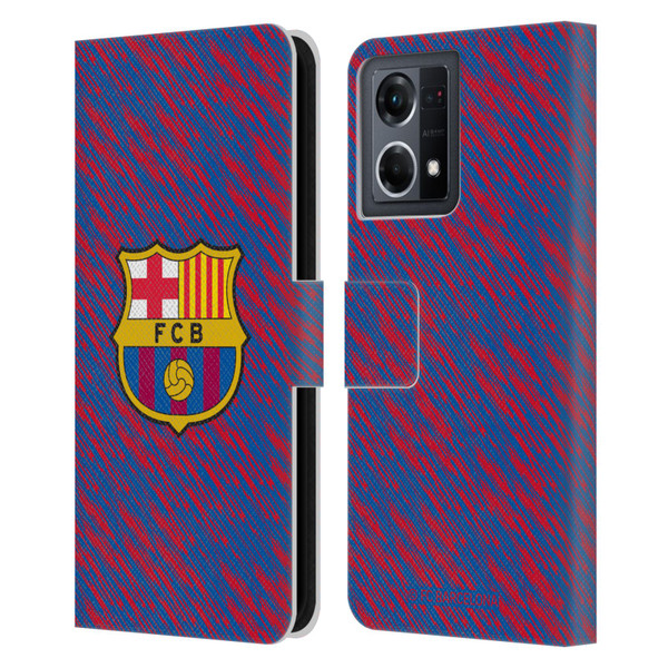 FC Barcelona Crest Patterns Glitch Leather Book Wallet Case Cover For OPPO Reno8 4G