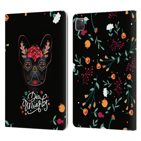 Klaudia Senator French Bulldog Day Of The Dead Leather Book Wallet Case Cover For Apple iPad Pro 11 2020 / 2021 / 2022