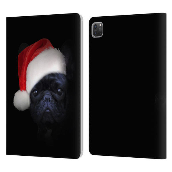 Klaudia Senator French Bulldog 2 Christmas Hat Leather Book Wallet Case Cover For Apple iPad Pro 11 2020 / 2021 / 2022