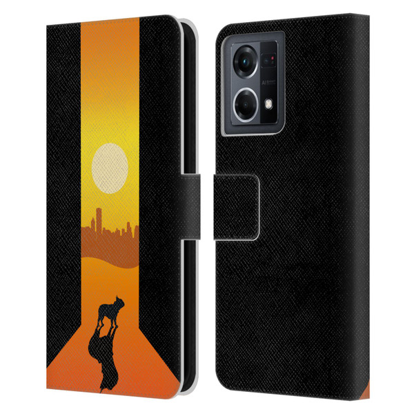 Klaudia Senator French Bulldog 2 Shadow At Sunset Leather Book Wallet Case Cover For OPPO Reno8 4G