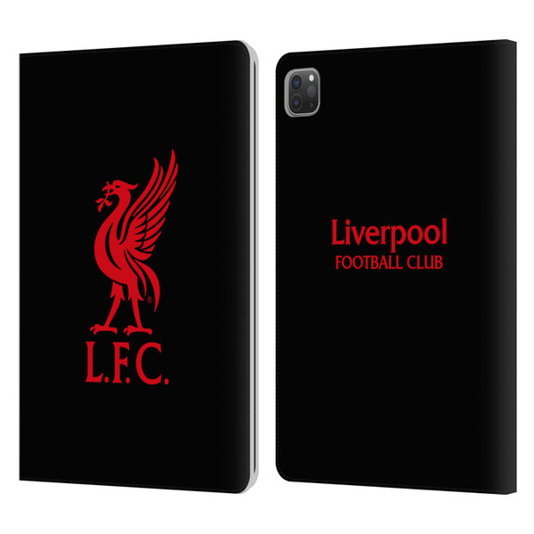 Liverpool Football Club Liver Bird Red Logo On Black Leather Book Wallet Case Cover For Apple iPad Pro 11 2020 / 2021 / 2022