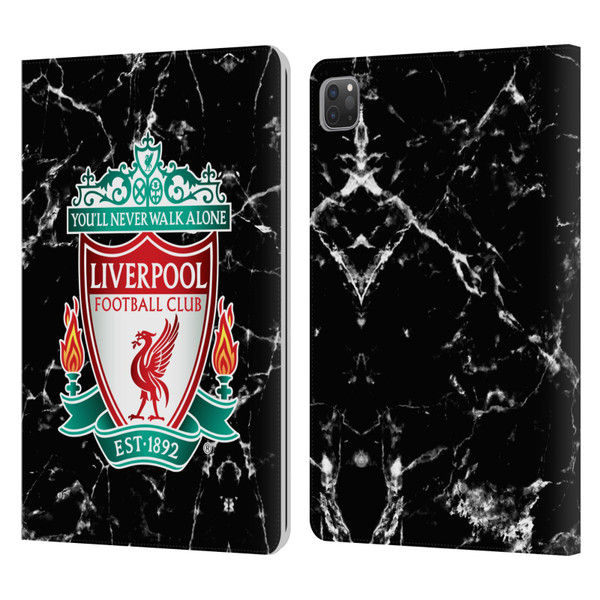 Liverpool Football Club Marble Black Crest Leather Book Wallet Case Cover For Apple iPad Pro 11 2020 / 2021 / 2022