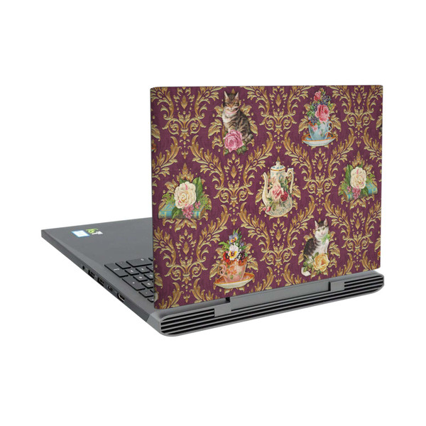 Brigid Ashwood Cats Tea Time Cats Damask Vinyl Sticker Skin Decal Cover for Dell Inspiron 15 7000 P65F