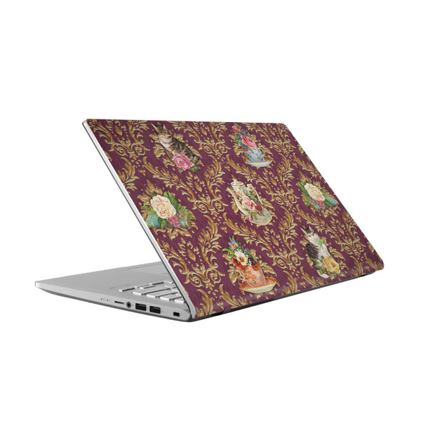 Brigid Ashwood Cats Tea Time Cats Damask Vinyl Sticker Skin Decal Cover for Asus Vivobook 14 X409FA-EK555T