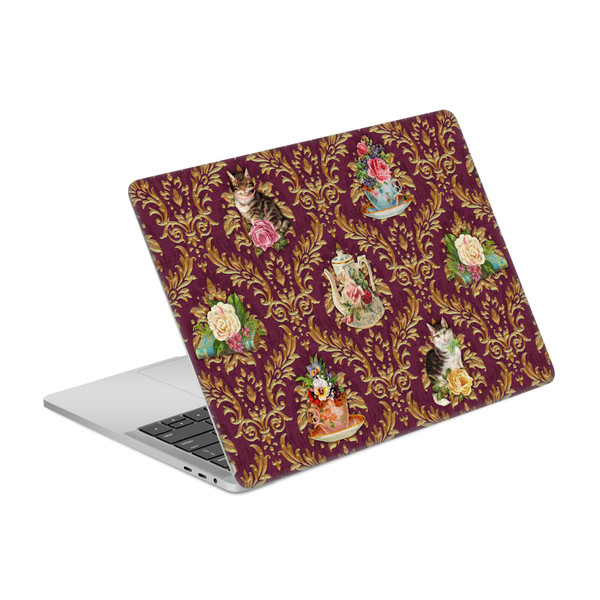 Brigid Ashwood Cats Tea Time Cats Damask Vinyl Sticker Skin Decal Cover for Apple MacBook Pro 13.3" A1708