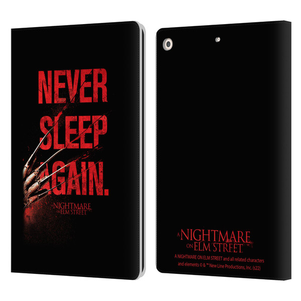 A Nightmare On Elm Street (2010) Graphics Never Sleep Again Leather Book Wallet Case Cover For Apple iPad 10.2 2019/2020/2021