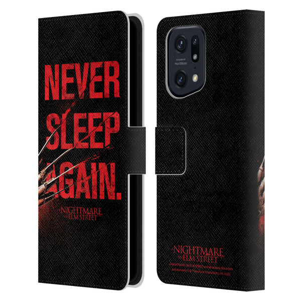 A Nightmare On Elm Street (2010) Graphics Never Sleep Again Leather Book Wallet Case Cover For OPPO Find X5 Pro
