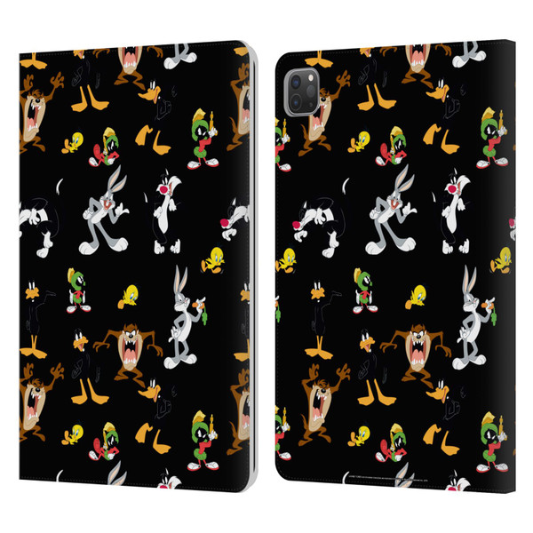 Looney Tunes Patterns Black Leather Book Wallet Case Cover For Apple iPad Pro 11 2020 / 2021 / 2022
