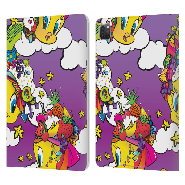 Looney Tunes Patterns Tweety Purple Leather Book Wallet Case Cover For Apple iPad Pro 11 2020 / 2021 / 2022