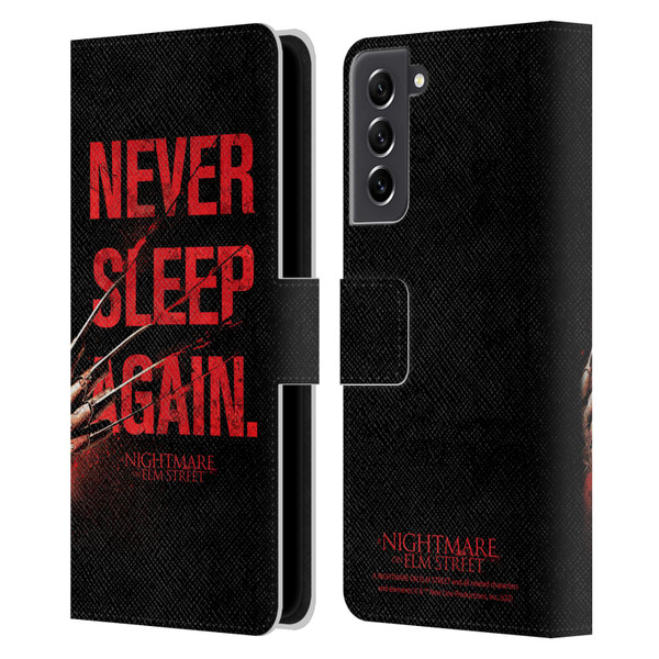 A Nightmare On Elm Street (2010) Graphics Never Sleep Again Leather Book Wallet Case Cover For Samsung Galaxy S21 FE 5G