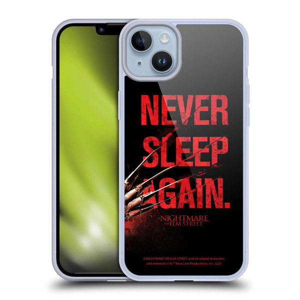 A Nightmare On Elm Street (2010) Graphics Never Sleep Again Soft Gel Case for Apple iPhone 14 Plus