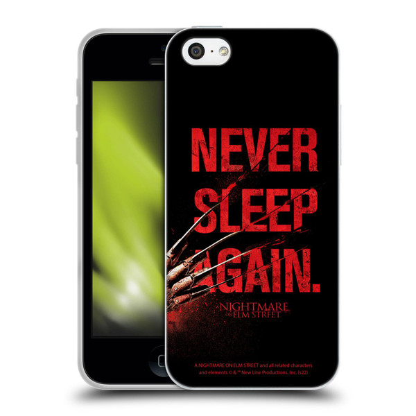 A Nightmare On Elm Street (2010) Graphics Never Sleep Again Soft Gel Case for Apple iPhone 5c