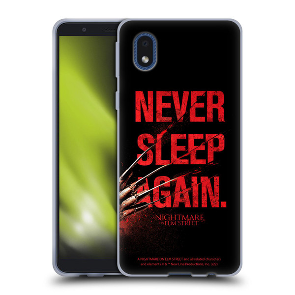 A Nightmare On Elm Street (2010) Graphics Never Sleep Again Soft Gel Case for Samsung Galaxy A01 Core (2020)