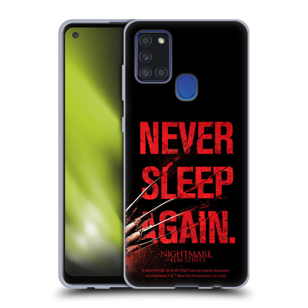 A Nightmare On Elm Street (2010) Graphics Never Sleep Again Soft Gel Case for Samsung Galaxy A21s (2020)