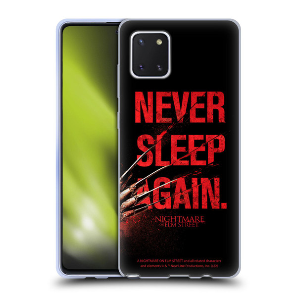 A Nightmare On Elm Street (2010) Graphics Never Sleep Again Soft Gel Case for Samsung Galaxy Note10 Lite