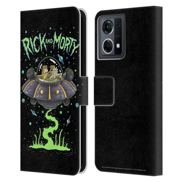 Rick And Morty Season 1 & 2 Graphics The Space Cruiser Leather Book Wallet Case Cover For OPPO Reno8 4G