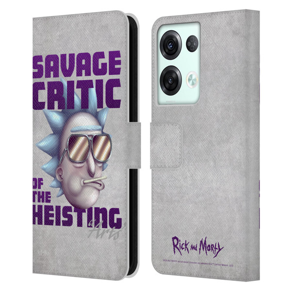 Rick And Morty Season 4 Graphics Savage Critic Leather Book Wallet Case Cover For OPPO Reno8 Pro