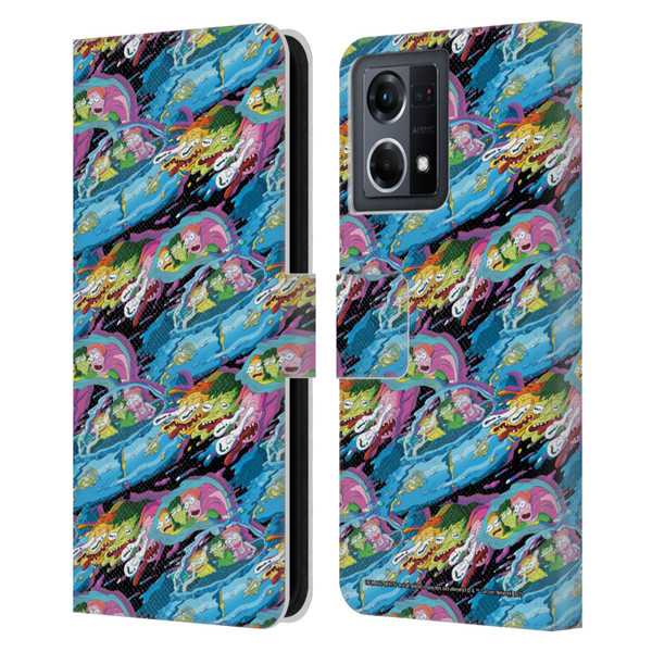 Rick And Morty Season 5 Graphics Warp Pattern Leather Book Wallet Case Cover For OPPO Reno8 4G