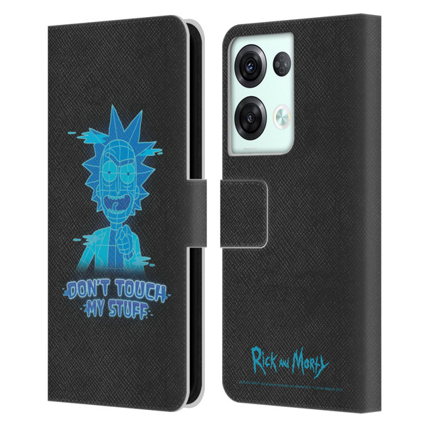 Rick And Morty Season 5 Graphics Don't Touch My Stuff Leather Book Wallet Case Cover For OPPO Reno8 Pro