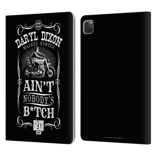 AMC The Walking Dead Daryl Dixon Biker Art Motorcycle Black White Leather Book Wallet Case Cover For Apple iPad Pro 11 2020 / 2021 / 2022
