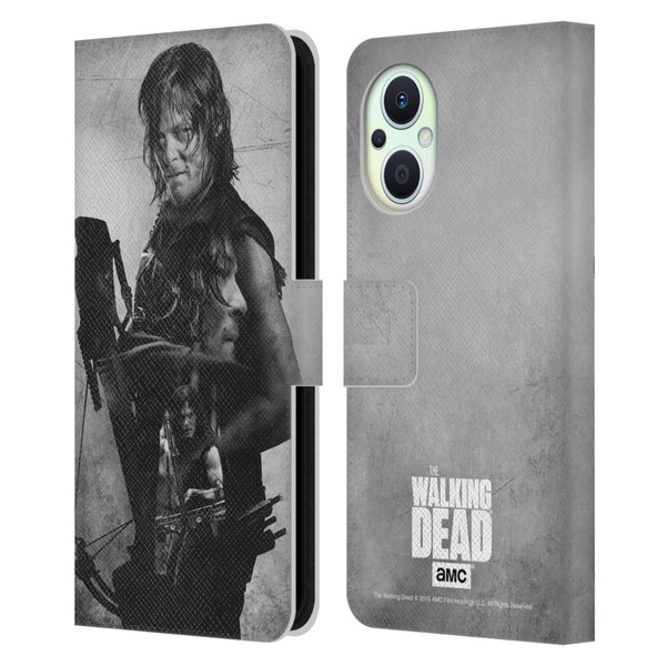 AMC The Walking Dead Double Exposure Daryl Leather Book Wallet Case Cover For OPPO Reno8 Lite