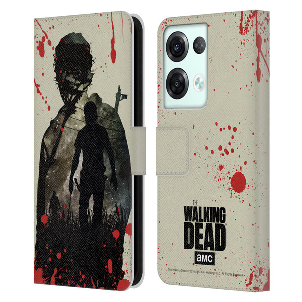 AMC The Walking Dead Silhouettes Rick Leather Book Wallet Case Cover For OPPO Reno8 Pro