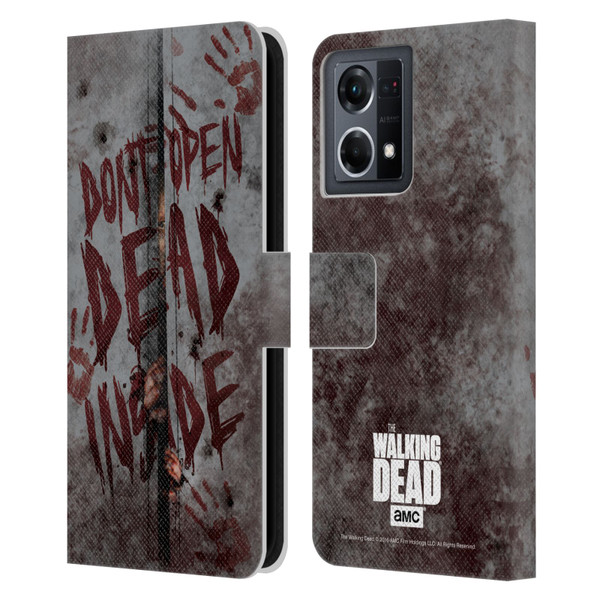 AMC The Walking Dead Typography Dead Inside Leather Book Wallet Case Cover For OPPO Reno8 4G