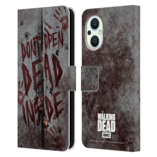 AMC The Walking Dead Typography Dead Inside Leather Book Wallet Case Cover For OPPO Reno8 Lite